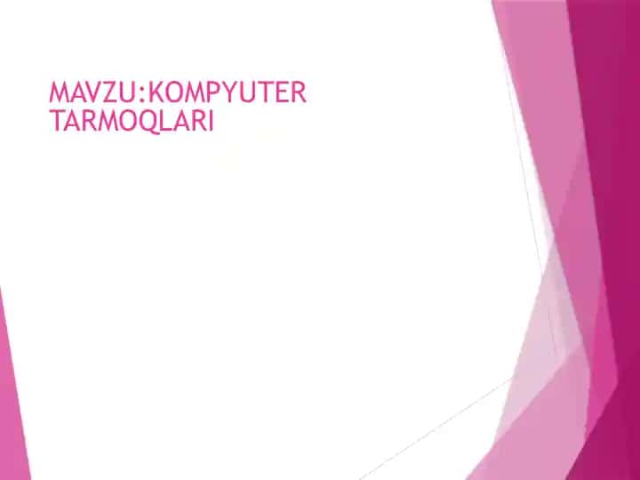 KOMPYUTER TARMOQLARI