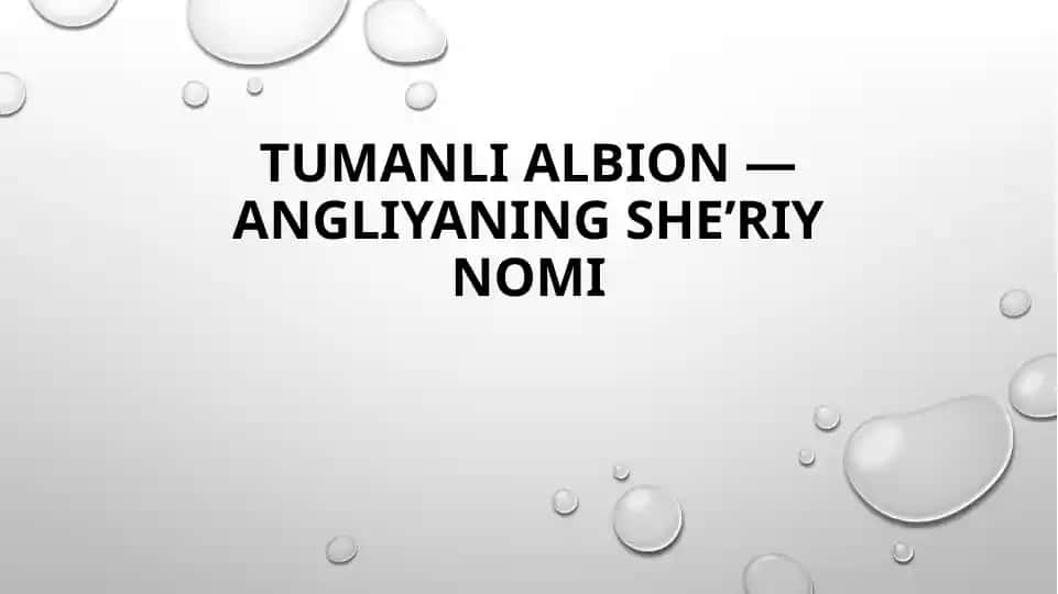Tumanli Albion - Angliyaning she’riy nomi