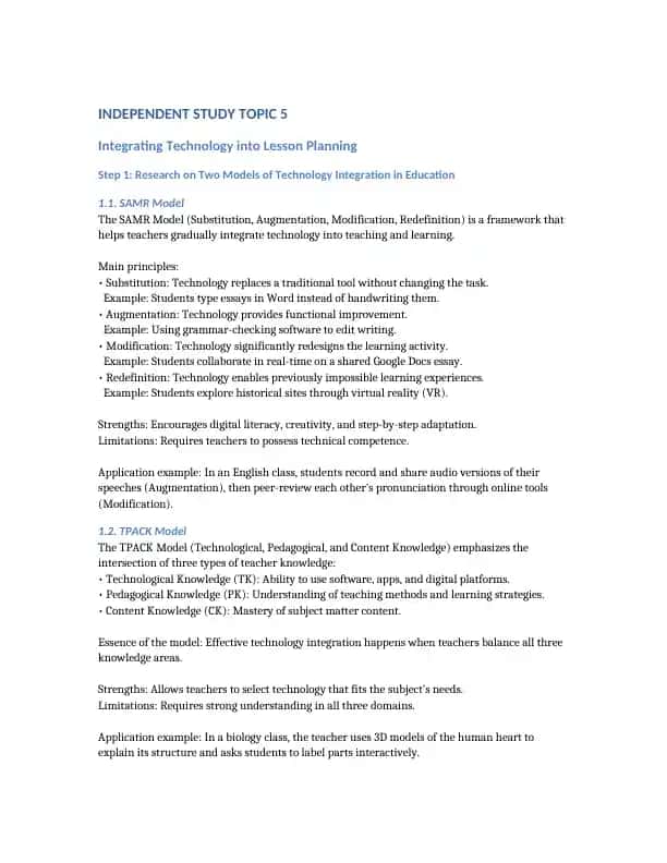 Integrating Technology into Lesson Planning