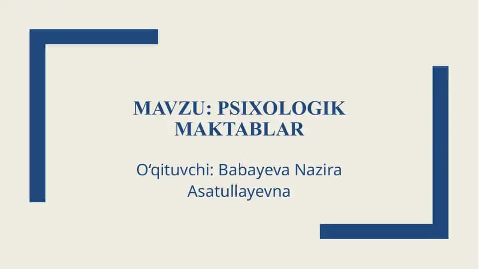 Psixologik maktablar