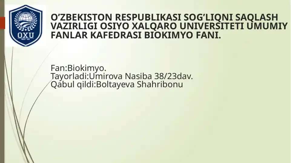 Metabolik sindiromning biokimyoviy asoslari va asoratlari