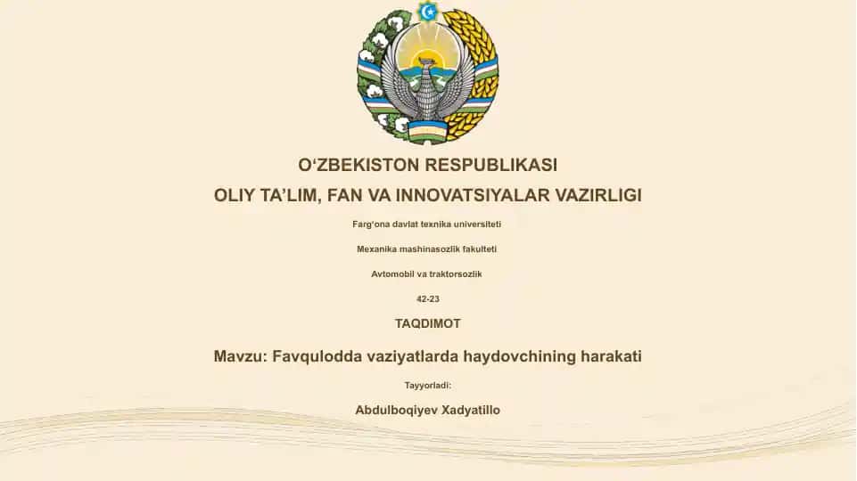 Favqulodda vaziyatlarda haydovchining harakati