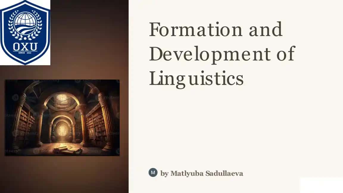 Formation and Development of Linguistics
