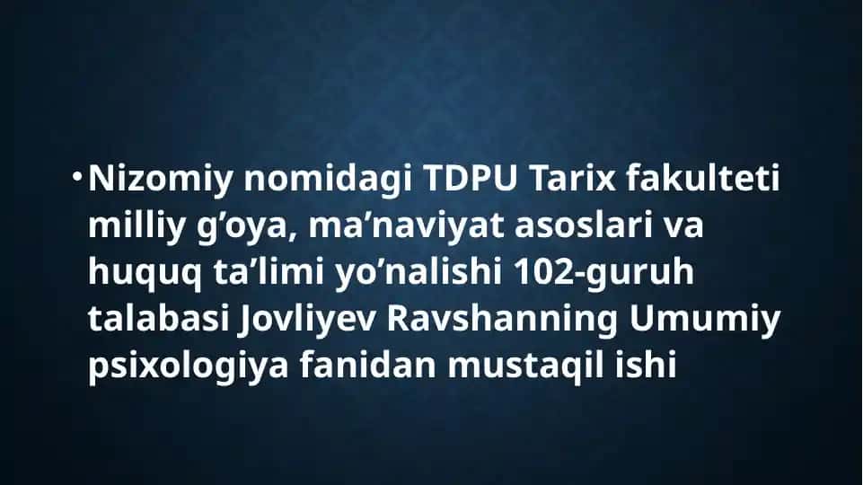 Insonning uning o`rab turgan olamga o`zaro ta`siri
