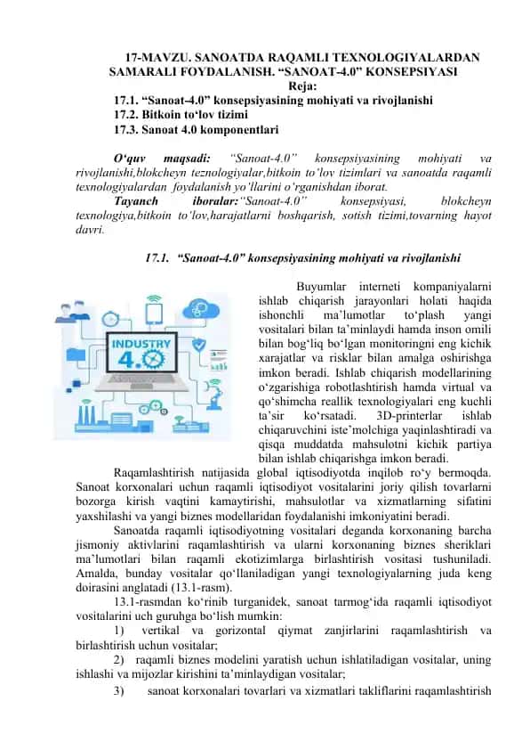 "Sanoat-4.0" konsepsiyasi