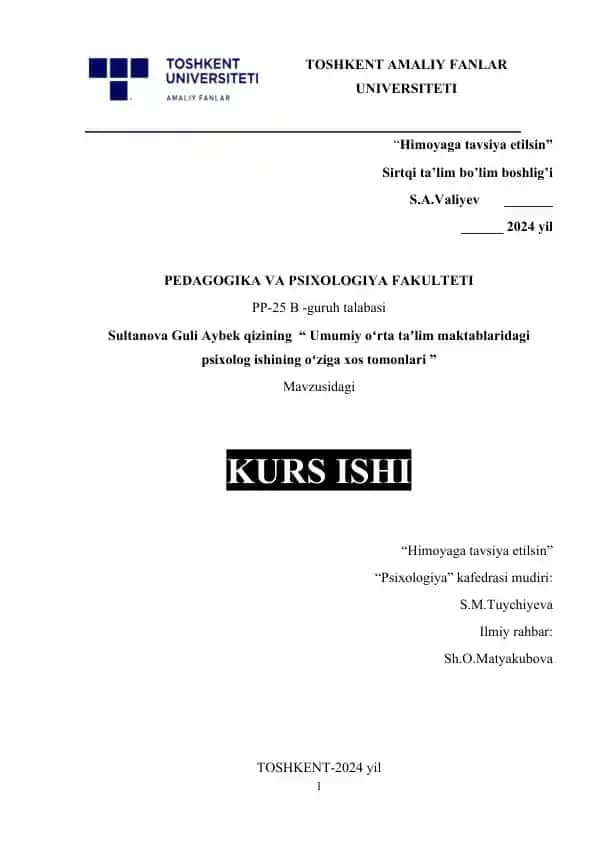 Umumiy oʻrta taʼlim maktablaridagi psixolog ishining oʻziga xos tomonlari