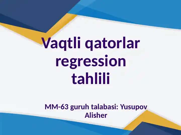 Vaqtli qatorlar regression tahlili