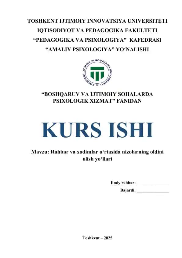 Rahbar va xodimlar oʻrtasida nizolarning oldini olish yoʻllari
