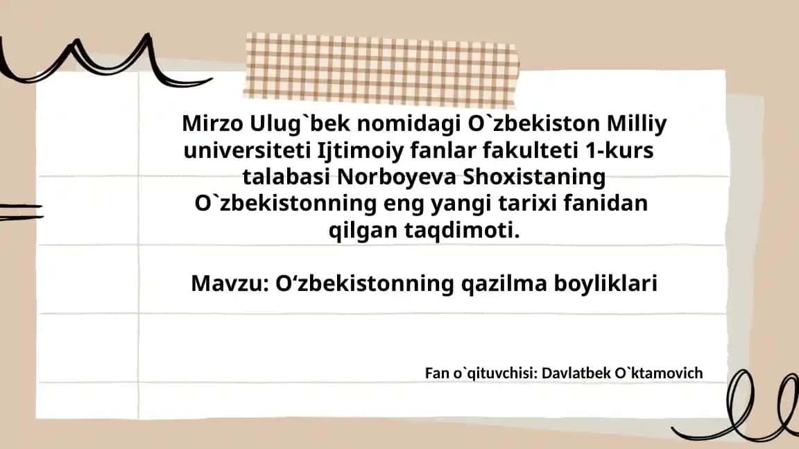 Oʻzbekistonning qazilma boyliklari