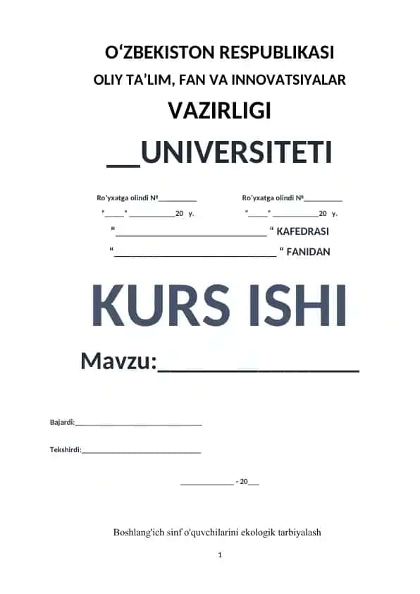 Maktab O'quvchilarini Ekologik Tarbiyalash