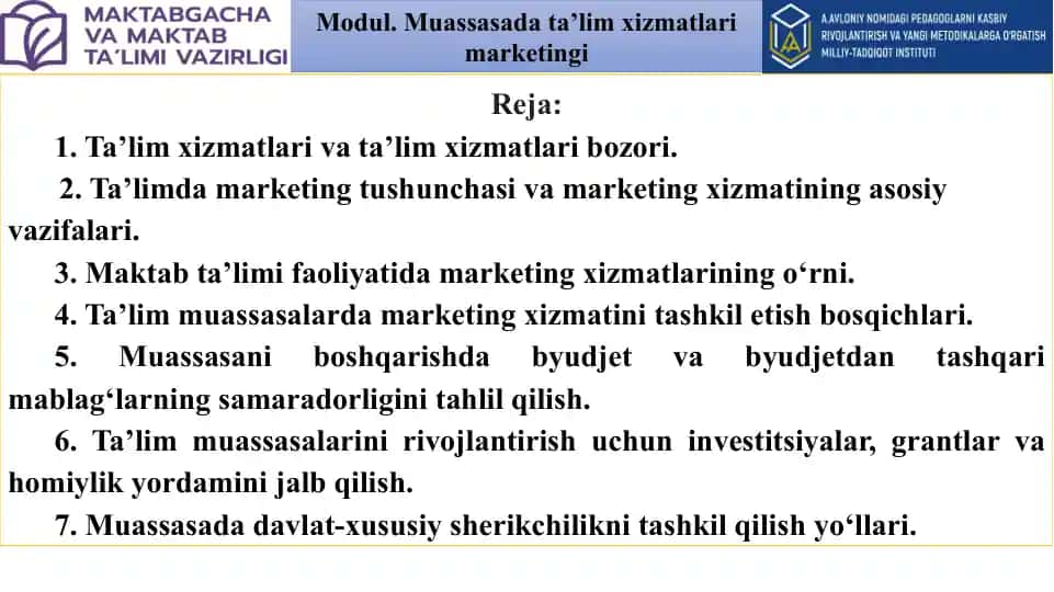 Ta'lim xizmatlari va ta'lim xizmatlari bozori