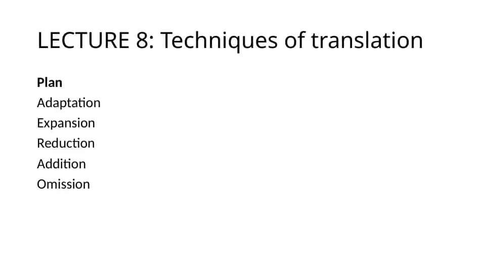 Techniques of translation