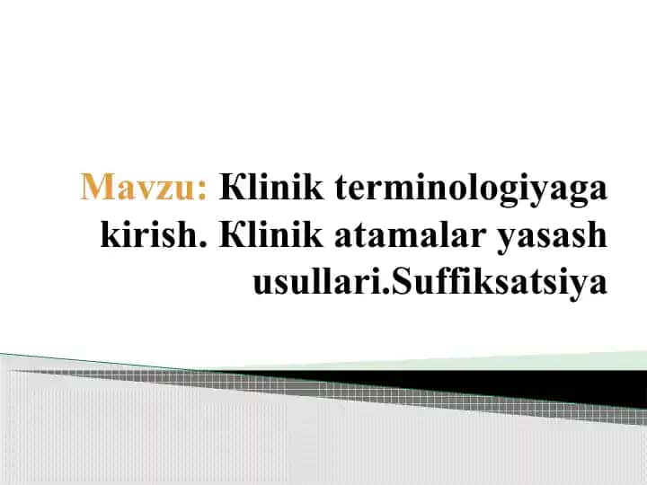 Klinik Terminologiyaga Kirish