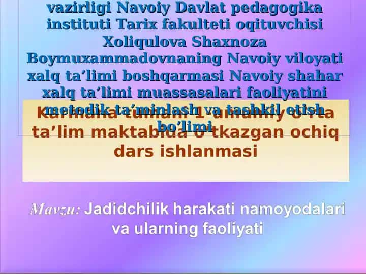 Ochiq dars ishlanmasi