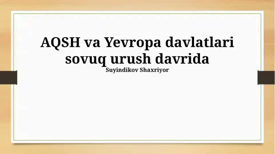 Sovuq Urush davrida AQSh va Yevropa mamlakatlari