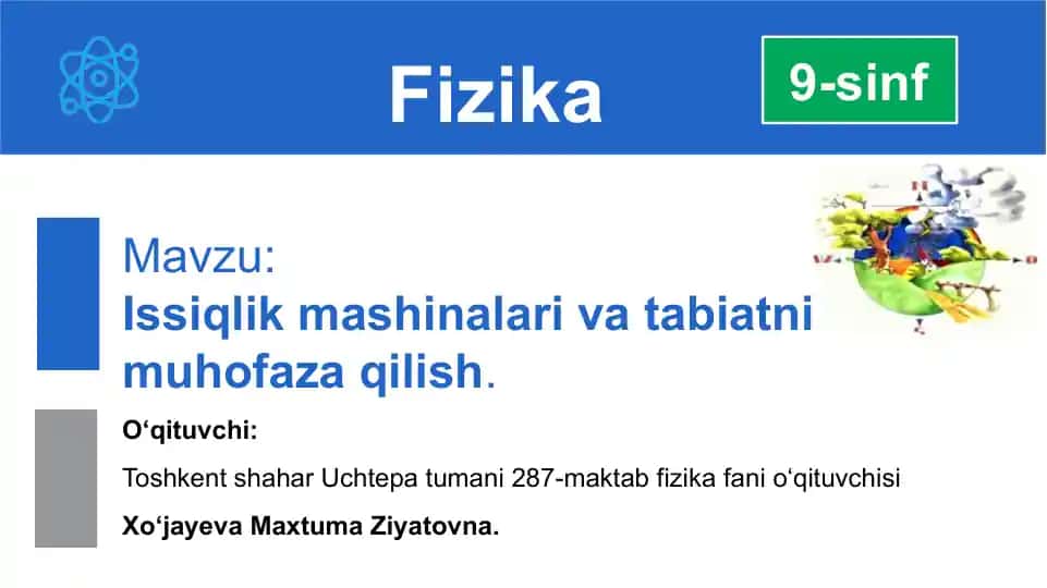 Issiqlik mashinalari va tabiatni muhofaza qilish