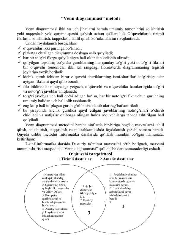 Venn diagrammasi metodi