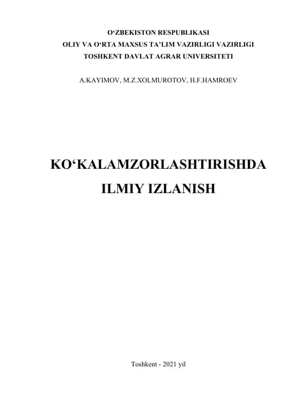 Ko‘kalamzorlashtirishda Ilmiy Izlanish