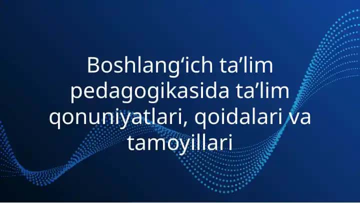 Boshlang‘ich ta’lim pedagogikasida ta’lim qonuniyatlari, qoidalari vatamoyillari