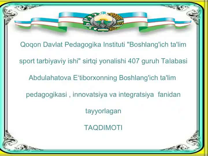 Boshlang'ich ta'lim sport tarbiyaviy ishi