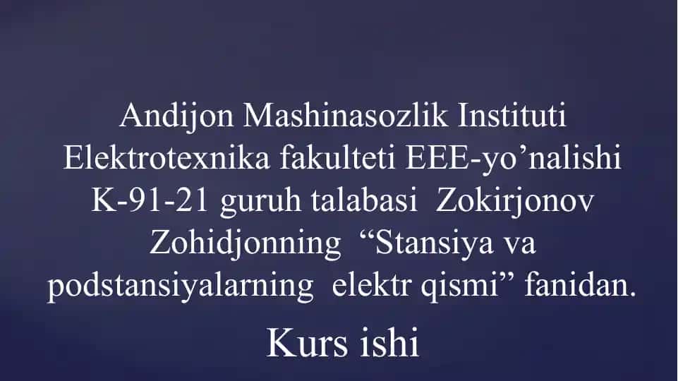 Stansiya va podstantsiyalarning elektr qismi