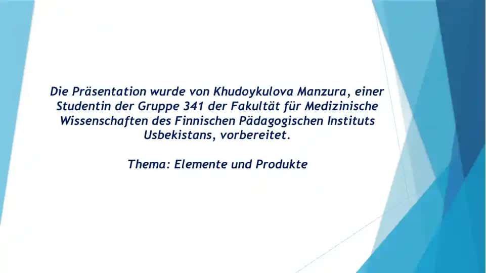 Elementlar va Mahsulotlar