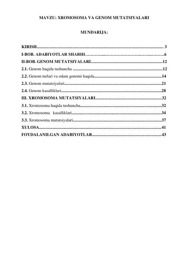 Xromosoma va Genom Mutatsiyalari
