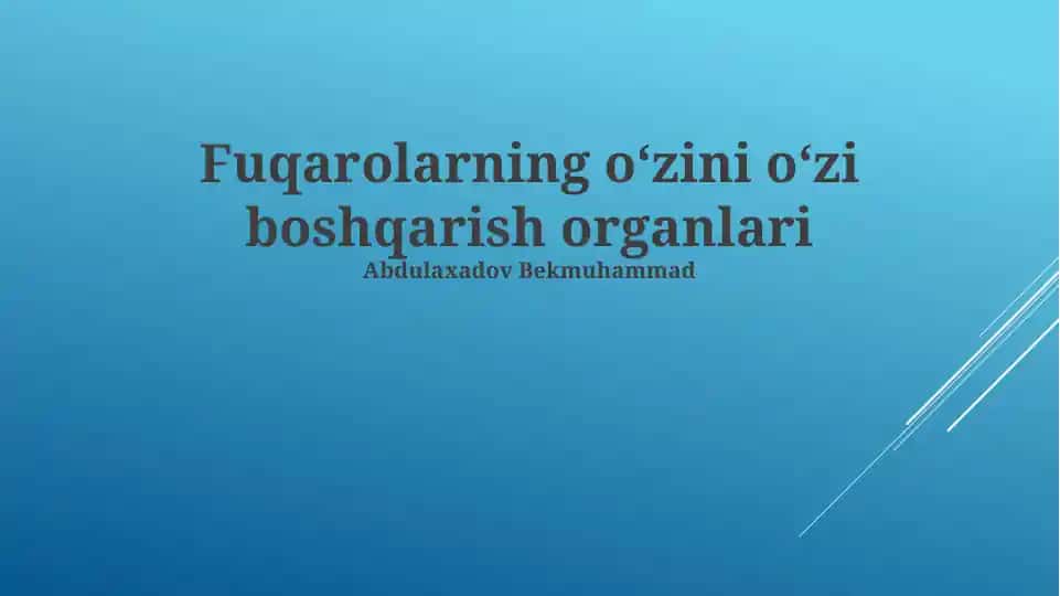 Fuqarolarning oʻzini oʻzi boshqarish organlari