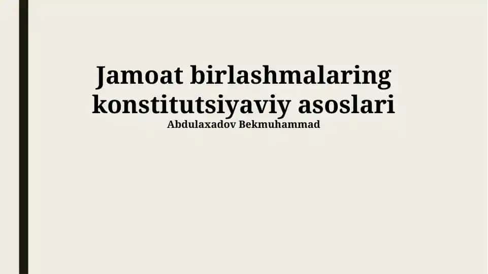 Jamoat birlashmalarning konstitutsiyaviy asoslari