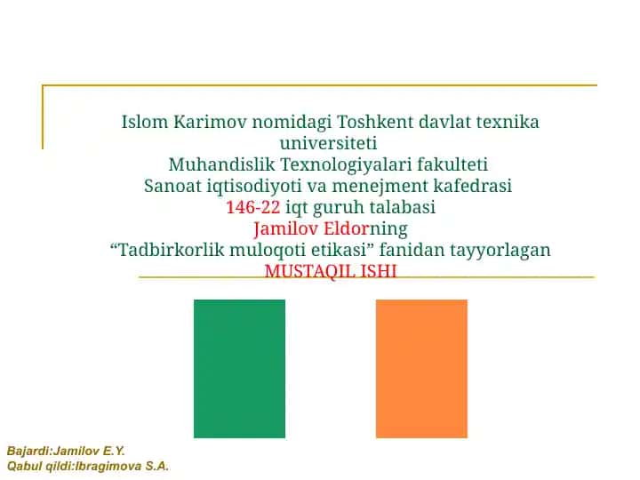 "Tadbirkorlik muloqoti etikasi"