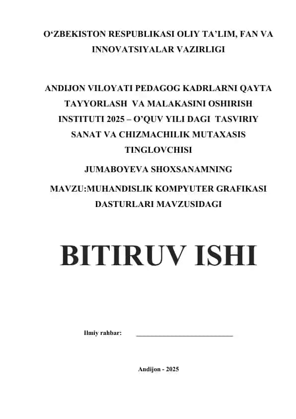 Tasviriymo imtihon ish xaqida qo'llanma