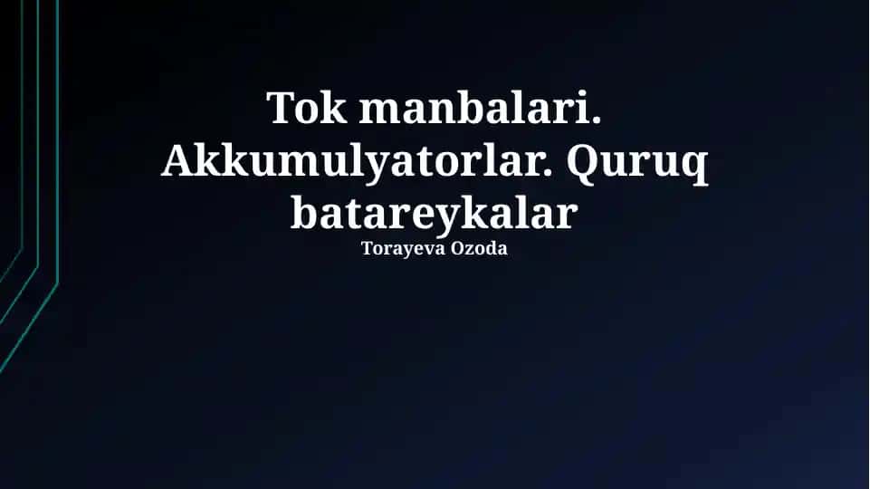 Quruq Elementli Batareyalar