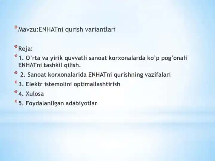 ENHATni qurish variantlari