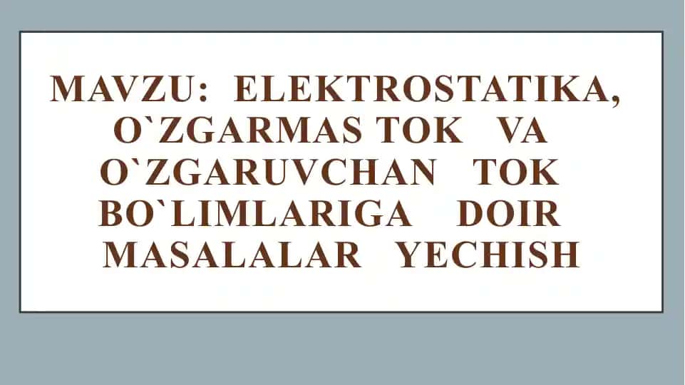 Elektrostatika Masalalari