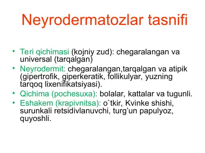 Neyrodermatozlar tasnifi