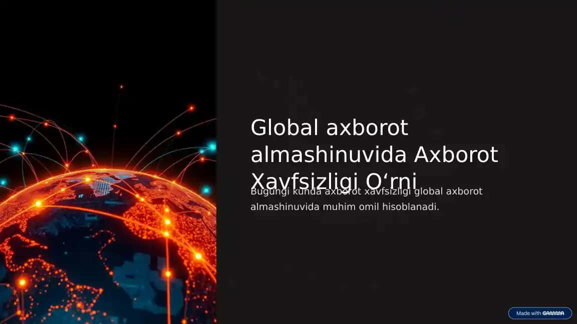 Axborot Xavfsizligi O‘rni