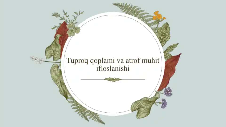 Tuproqqoplamivaatrofmuhitifloslanishi