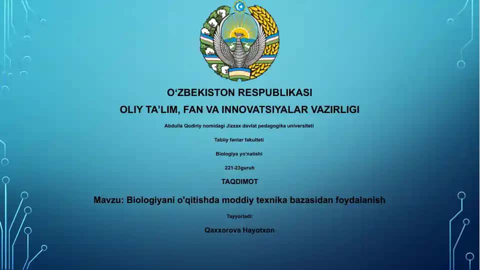 Biologiyani o'qitishda moddiy texnika bazasidan foydalanish