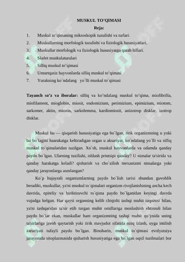 MUSKUL TO’QIMASI