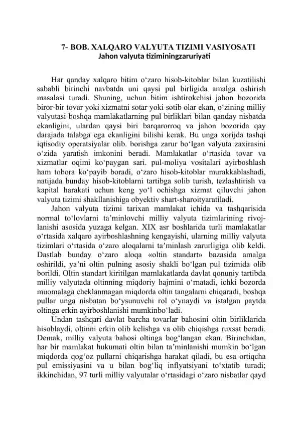 Xalqaro Valyuta Tizimi Vasiyosati