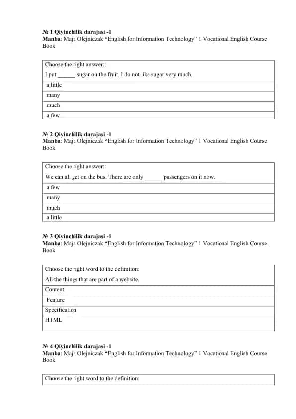 English for Information Technology