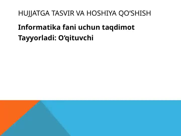 Informatika fanining taqdimoti