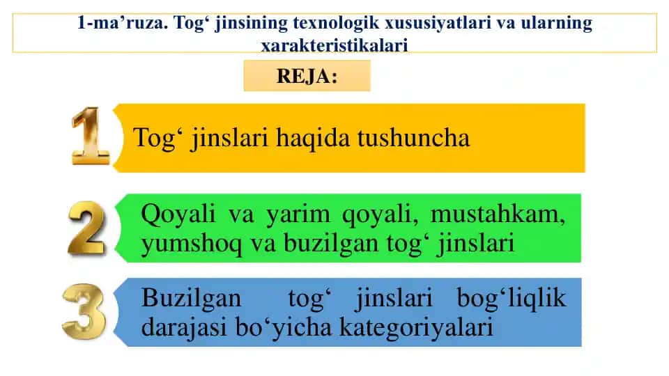 Tog‘ jinsining texnologik xususiyatlari va ularning xarakteristikalari