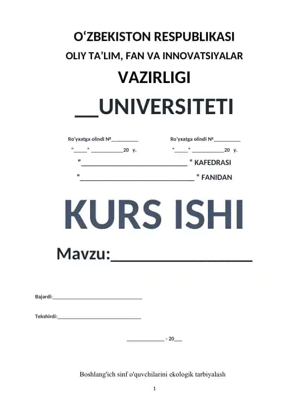 Boshlang'ich sinf o'quvchilarini ekologik tarbiyalash