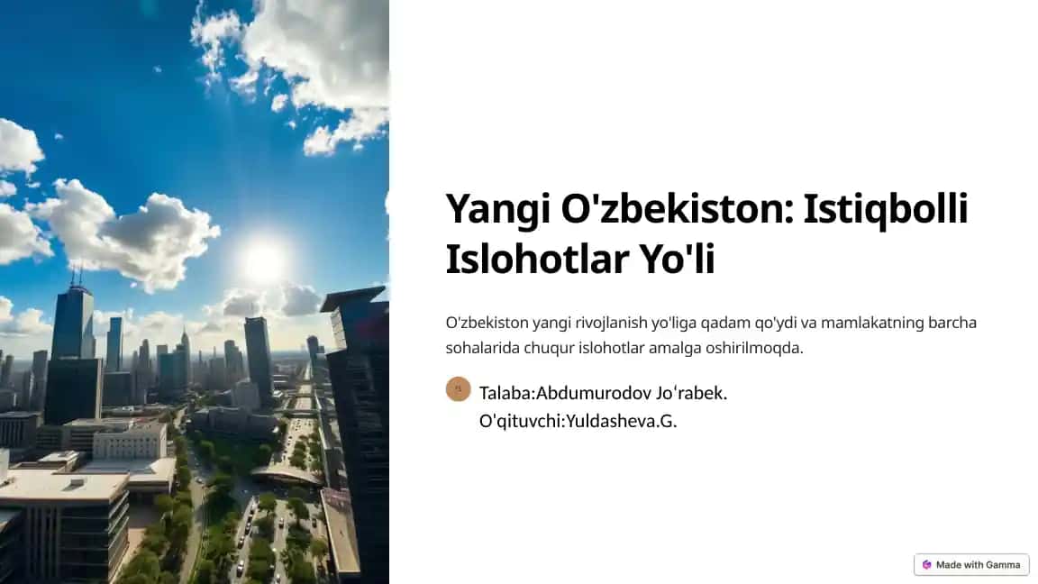Yangi O'zbekiston: Istiqbolli Islohotlar Yo'li
