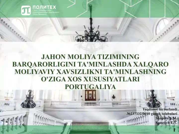 Jahon moliya tizimining barqarorligini ta'minlashda xalqaro moliyaviy xavsizlikni ta'minlash