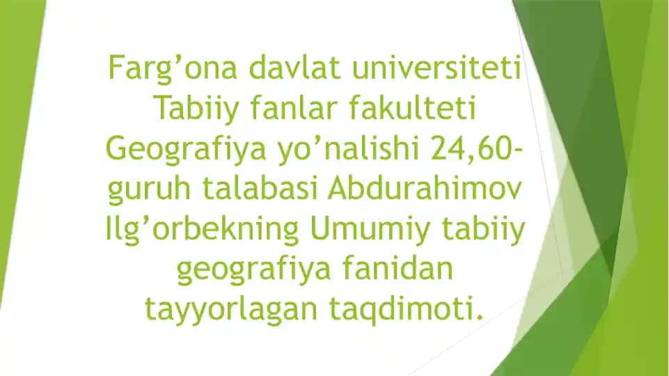 Umumiy tabiiy geografiya taqdimoti