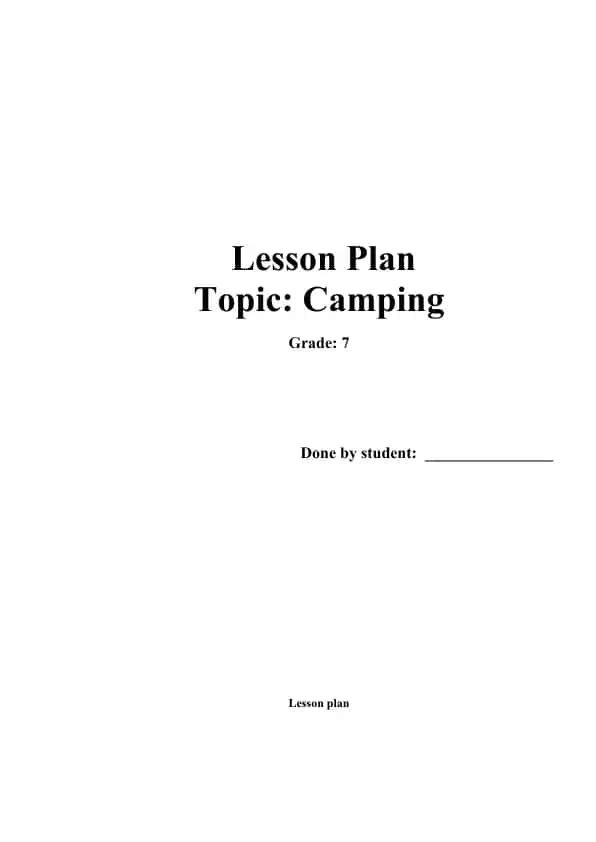 Lesson Plan - Camping (7th Grade English Language)