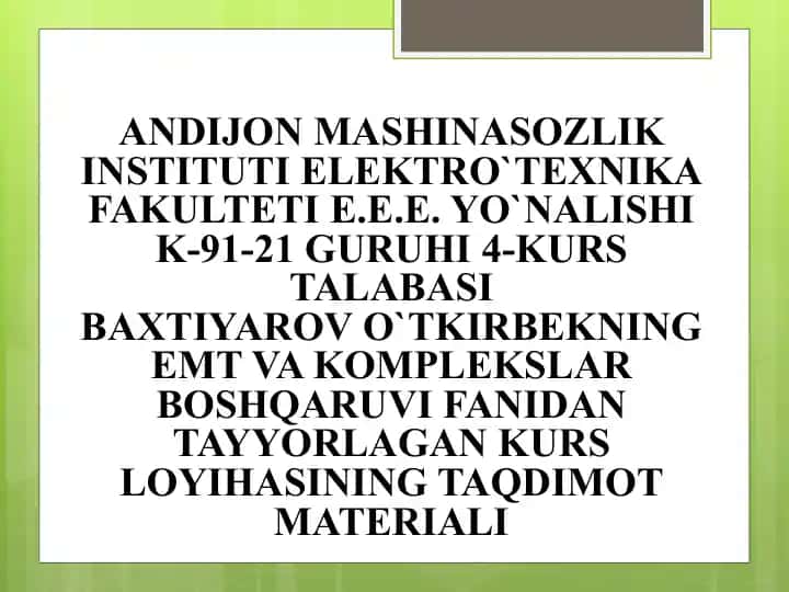 Chastota o‘zgartgichi – asinxron mator tizimi