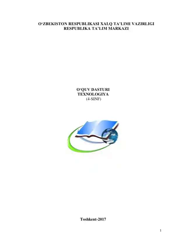 Texnologiya fanining o‘quv dasturi (4-sinf)